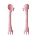 Ensemble de vaisselle de fourche à cuillère à cuillère en silicone baby girafe